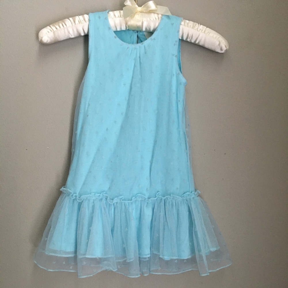 🐦Belle Bird Toddler Girl Blue Heart Tutu Dress 3T